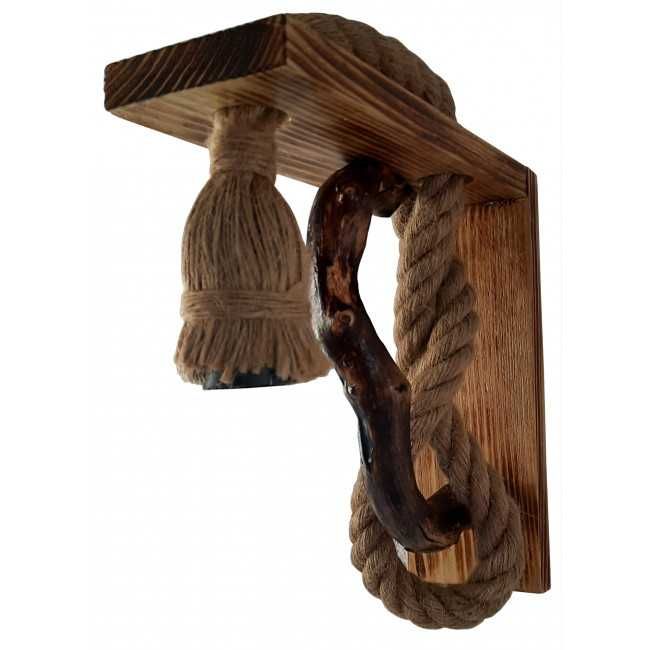 Aplica rustica - din lemn masiv si franghie de iuta, realizata manual