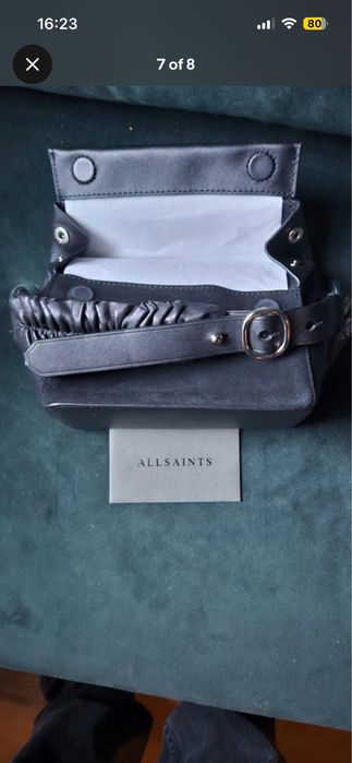 All saints оригинална кожена чанта/клъч естествена кожа и велур