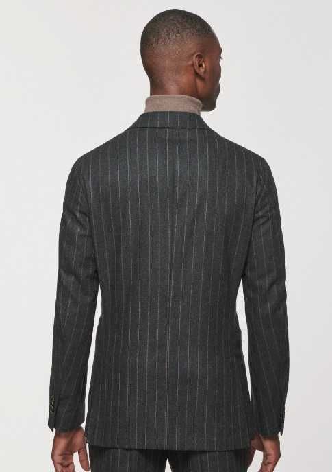 Sacou blazer slim 48 M de lux Eduard Dressler lana si bumbac gri dungi