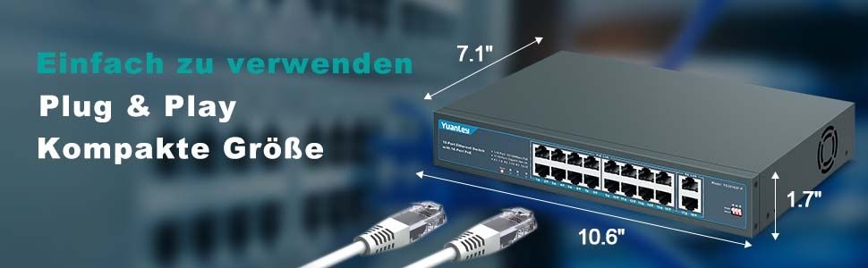 YuanLey 26 порта PoE суич, 24x 10/100Mbps PoE+, 2х 1000Mbps Gigabit