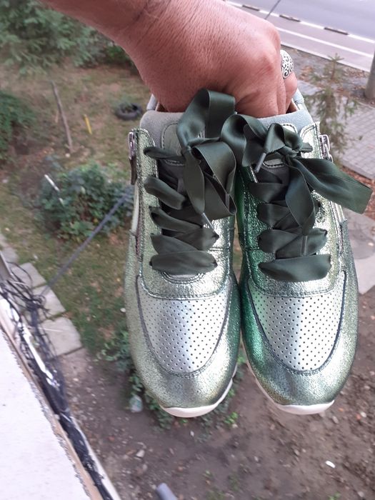 Paul Green Pantofi Teniși Verde Metalizat