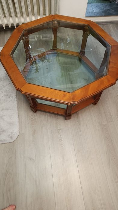 Masa sufragerie de lemn cu sticla