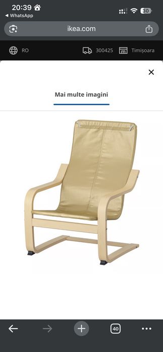 Scaun fotoliu copii ikea poang