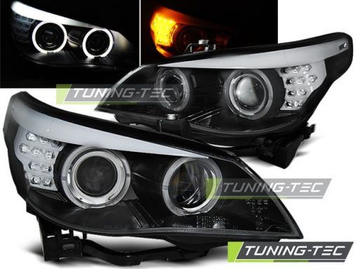 Faruri BMW E60/E61 03-07 BLACK LED INDIC.