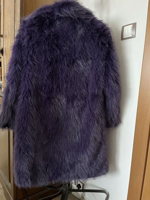 Лилаво рошаво палто S