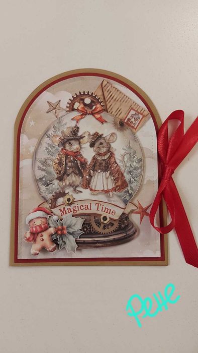 Коледни Стиймпънк картички и изскачаща кутия, Манга, ръчно изработени