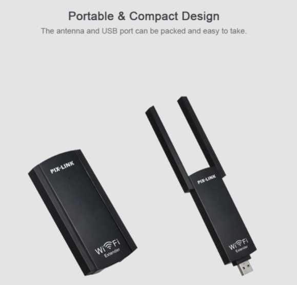 Портативен Повторител USB Безжичен Усилвател на Сигнала Wi-Fi Repeater Усилвател на безжичния сигнал с USB порт Увеличава Покритието на Wi-Fi Връзката