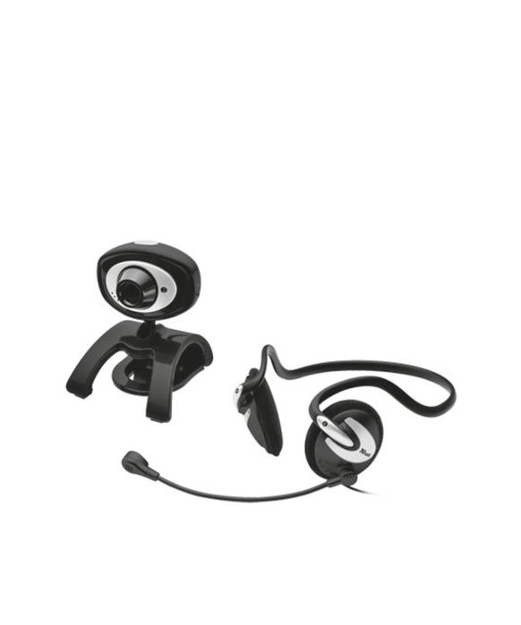 Камера за компютър със слушалки и микрофон