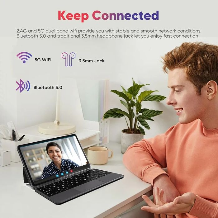 12" Таблет, Android 14, 16GB RAM, 256GB, 4G LTE + калъф/ клавиатура