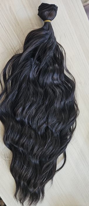 Нова изкуствена коса 200гр. 75см.дълга Тъмно кестенява