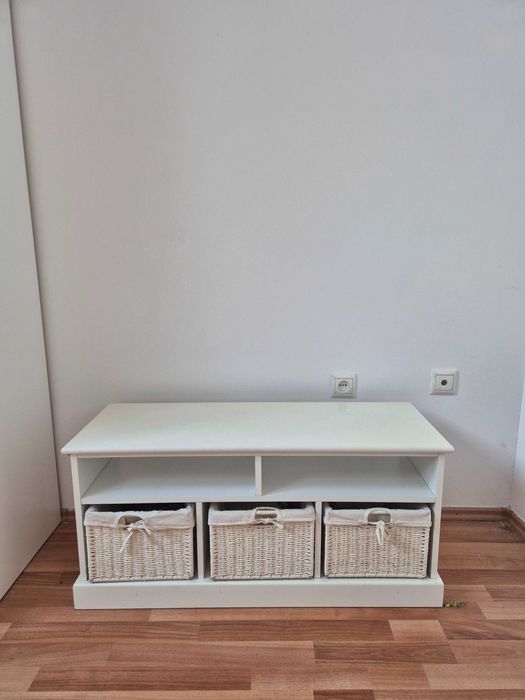 Bancă JYSK OURE cu 3 coșuri - alb