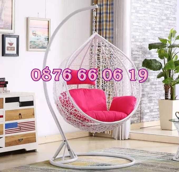 Люлка гнездо, градинска люлка тип гнездо с възглавници, бяла