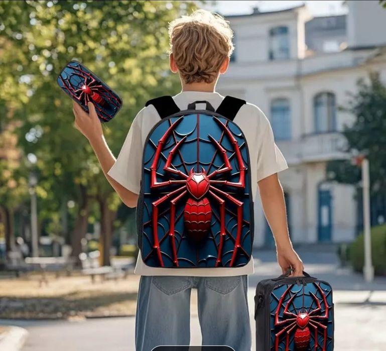 Ghiozdan Rucsac Școlar Spider-Man – Imprimeu 2D Iluzie Optică Relief, Nou