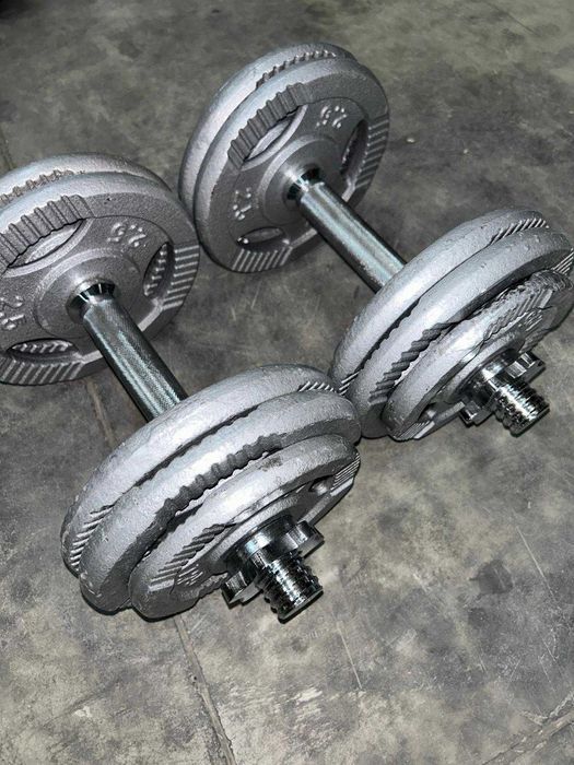 Set gantere reglabile din fontă cu prindere 30 kg - 2 x 15kg