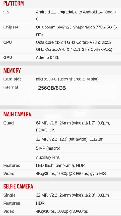 Samsung A52S 8GB/256GB