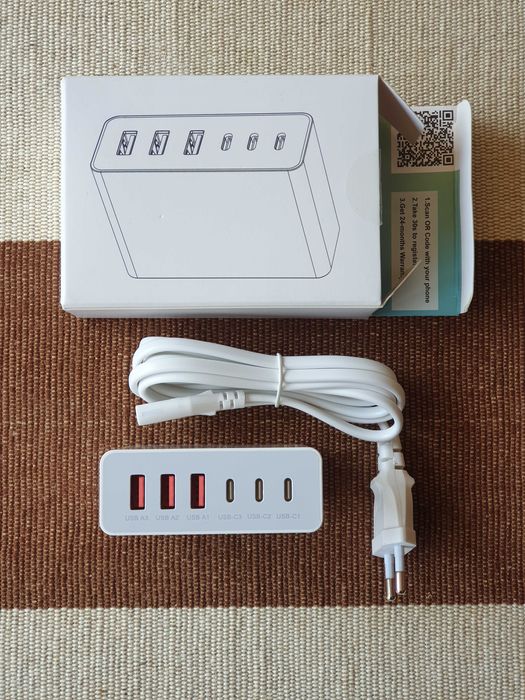 Чисто нов адаптер/мрежово зарядно с 3xUSB-A и 3xUSB-C / 100W
