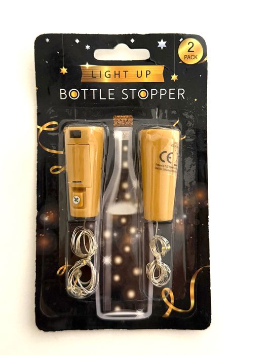 2 x Светеща Тапа за Бутилка с LED Гирлянд Декор