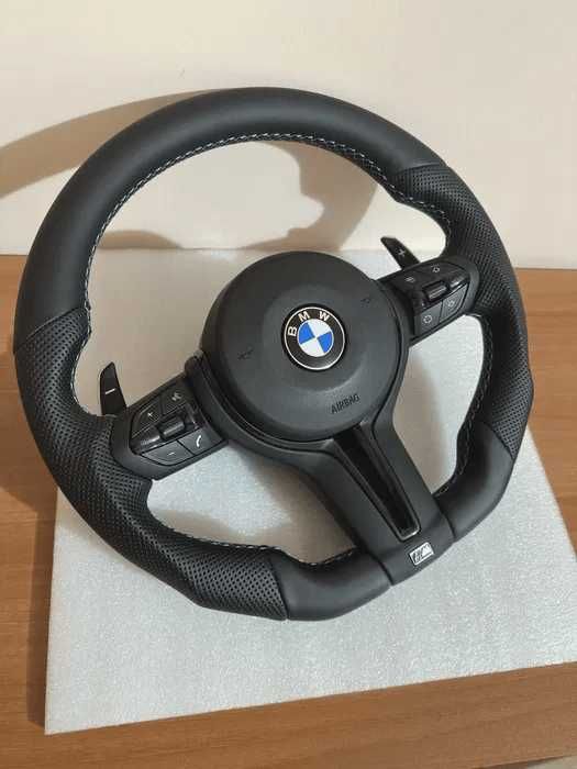 Нов кожен спортен волан за BMW E60 (М пакет / Flat Bottom)