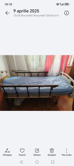 Pat medical mecanic cu saltea+cadru de mers