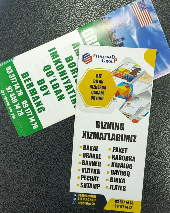 Flayer buklet 199 sum qilib beramiz dillerski arzon