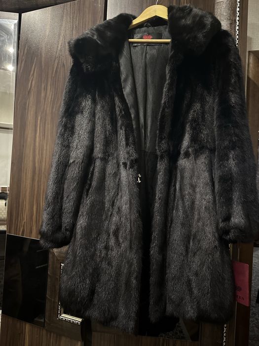 Норковая шуба с капюшоном