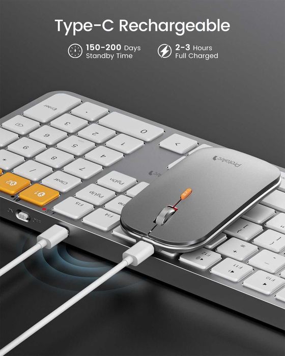 Set tastatură mouse Bluetooth iluminare din spate ProtoArc pentru Mac,KM100-A,multi-dispozitiv,reîncărcabil,fără USB,pentru MacBook Pro/Air iPad