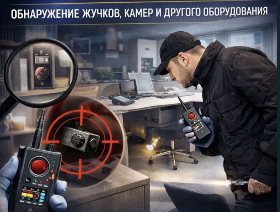 Поиск жучков, прослушки в помещениях и автомобиле.