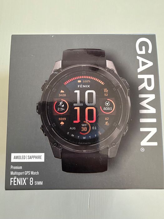 Garmin Fēnix 8 AMOLED Sapphire 51 mm, ramă Titanium DLC