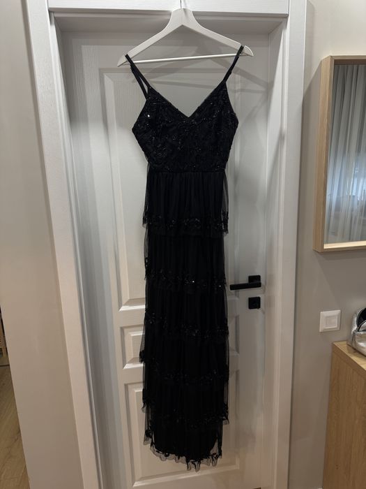 Черна бална рокля с пайети, гетсби стил