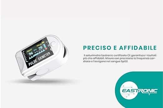 Eastronic Пулсов оксиметър, 24ч батерия , бял