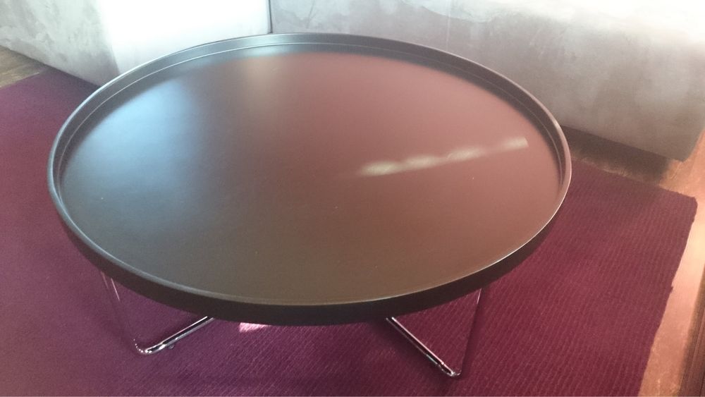 Кръгла холна маса, черна, от mdf