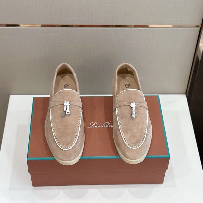 Scarpi Loro Piana Summer Walk – Suede Bej Deschis Premium