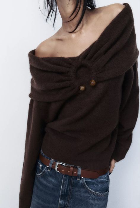 ZARA пуловер S р-р с паднали рамене