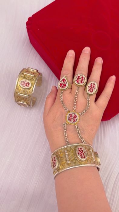 Күміс Қос білезік Алтын жалатылған