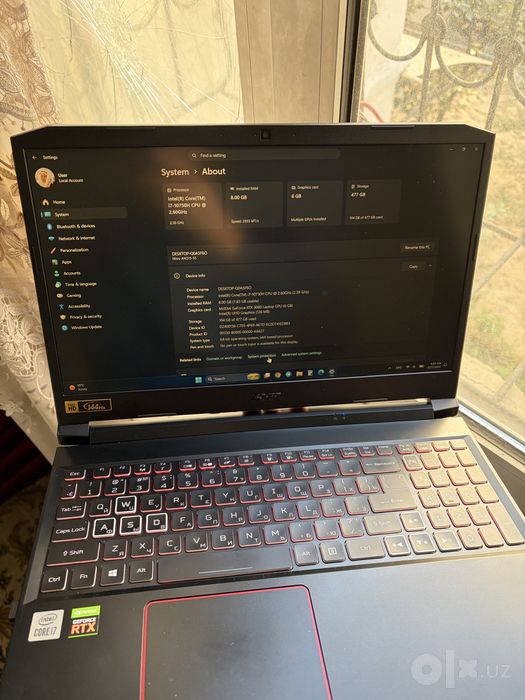 Acer nitro AN515-55 cori i7 10750H cpu2.60GHz
