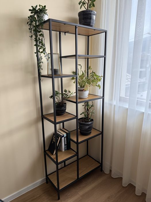 Етажерка - 7 рафта, цвят див дъб / черно