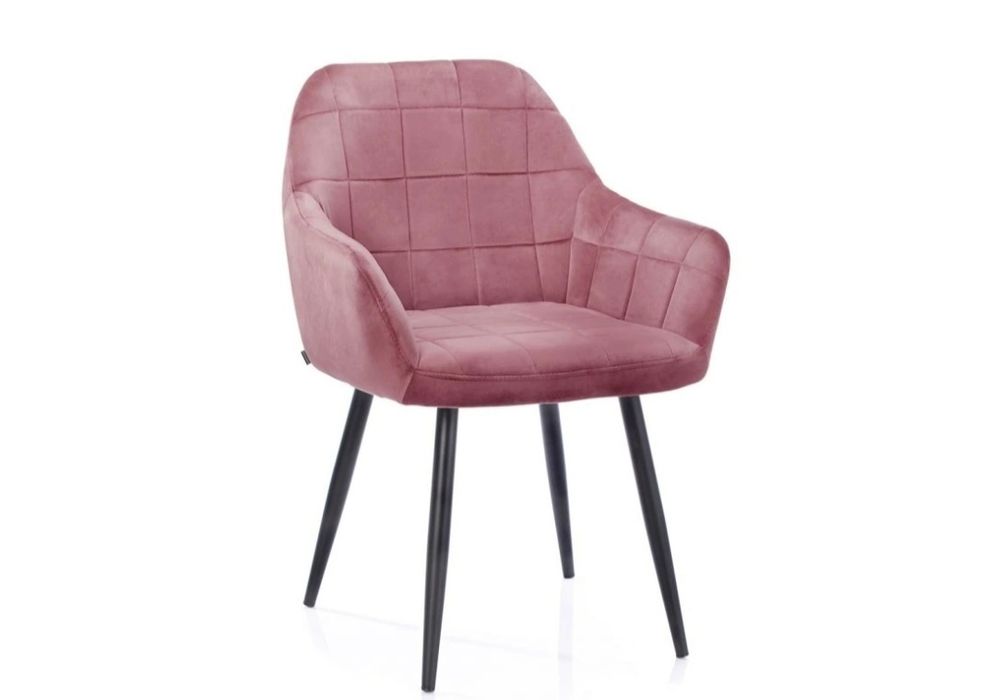 Scaune catifea roz prafuit 4 buc și masa lemn  masiv wenge 140x80