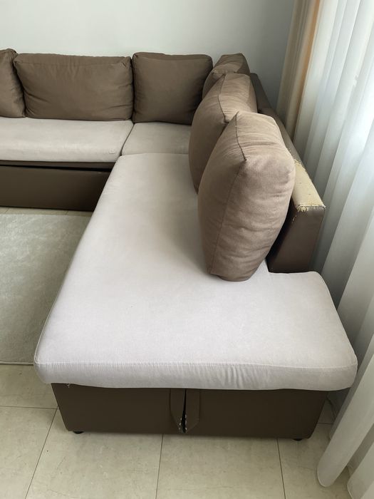 Ъглов разтегателен диван. Холова гарнитура 270 / 230 см.
