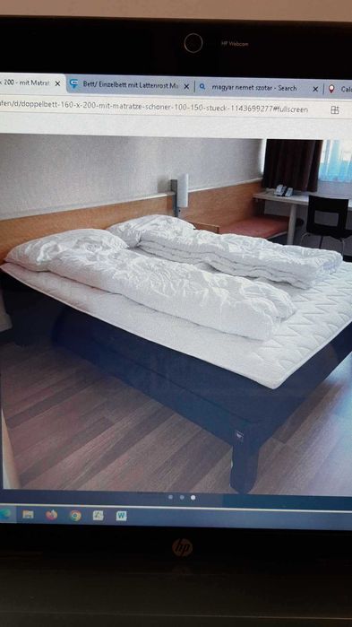 Vand pat complet 160x200cm, cadru pat ,cu somiera si saltea,850 Ron,