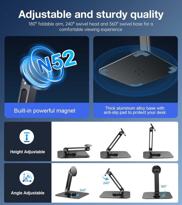 Магнитна стойка Golday за iPhone/iPad/монитор, до 18", регулируема