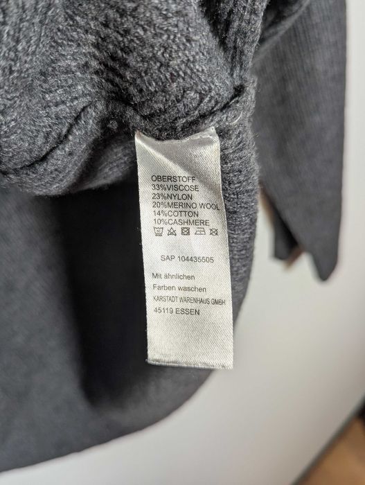 Pulover damă SHE, 40, gri, model herringbone, lână merinos & cașmir