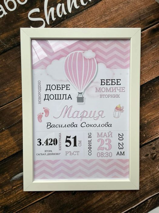 Бебешка визитка в рамка