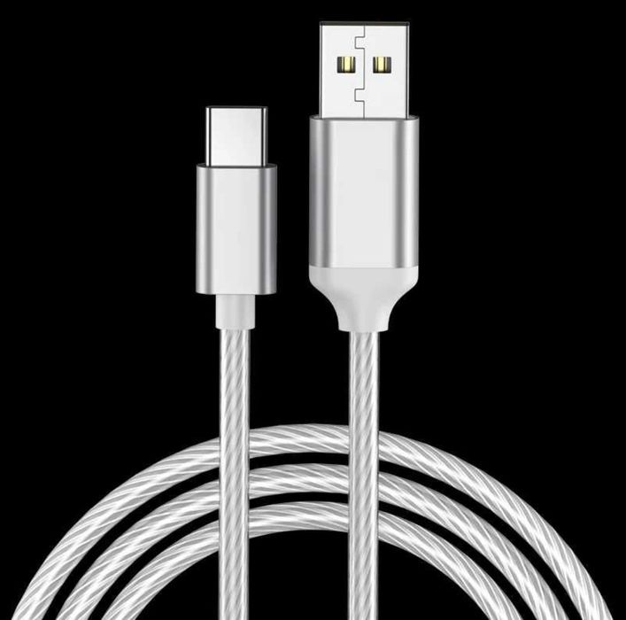 Светещ захранващ кабел за бързо зареждане с USB, type c и iphone