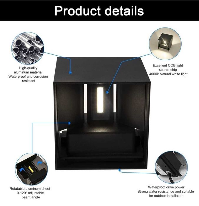 Kingwei 4 x LED стенна лампа  вътрешна външна водоустойчива