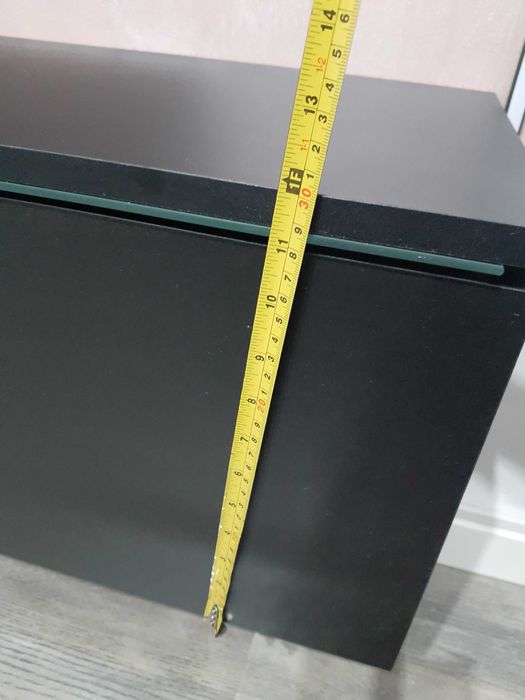 Set Living Comoda TV 180cm + 2 etajere 60cm, Negru, lumini albastre