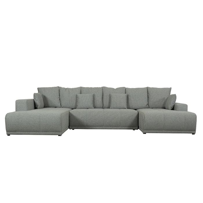 Naturlich Coltar U Extensibil, 6 Locuri, 357 Cm, Gri, Cu lada