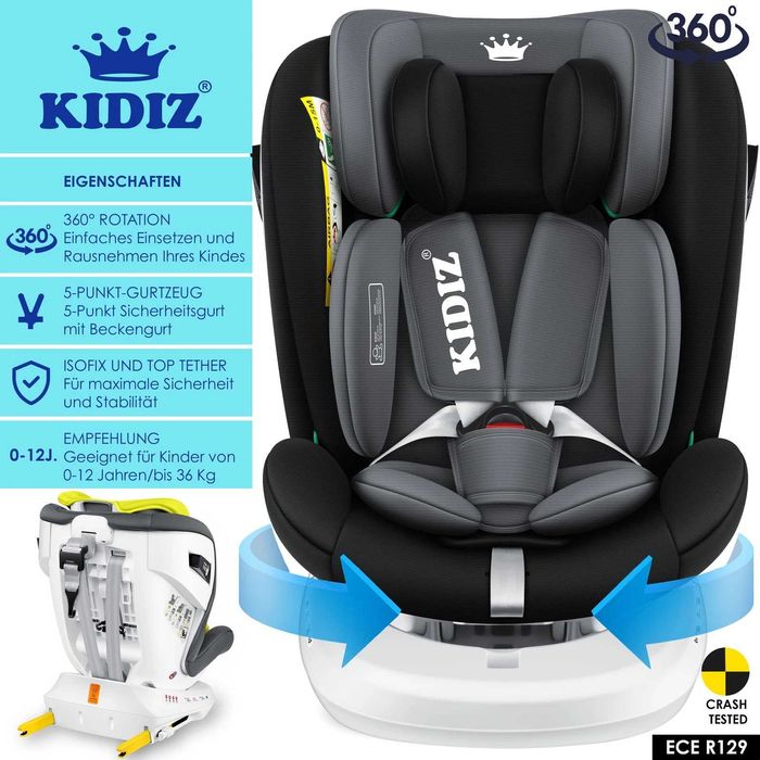 Детско столче за кола с ISOFIX, завъртащо се на 360°