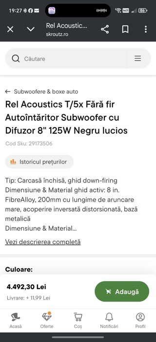 Subwoofer REL T/5x 125w nou