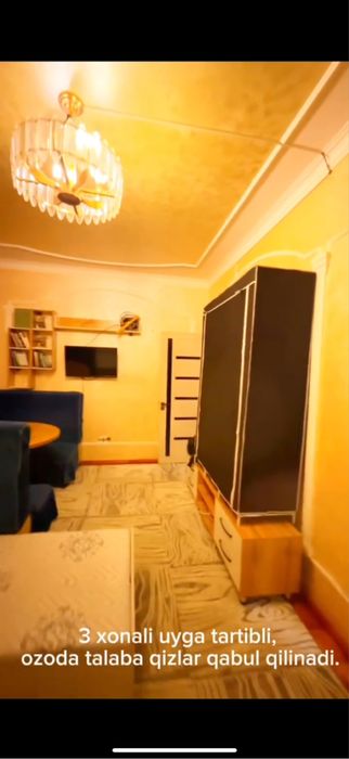 Yashnobod metrosi ro‘parasidagi 3 xonali uyga.3ta talaba qizlar kerak.