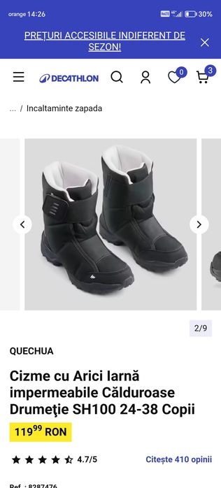 Ghete/cizme Decathlon de iarna pt copii, marime  30